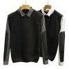 Two-piece pullover sweaters for men's autumn and winter slimming trend new shirt collar knitted sweater top vest men's clothing Item Picture